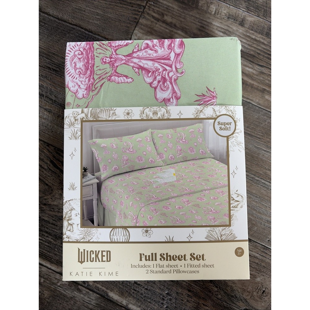 Wicked Katie Kime FULL Sheet Set 4 Pc Set Super Soft Green